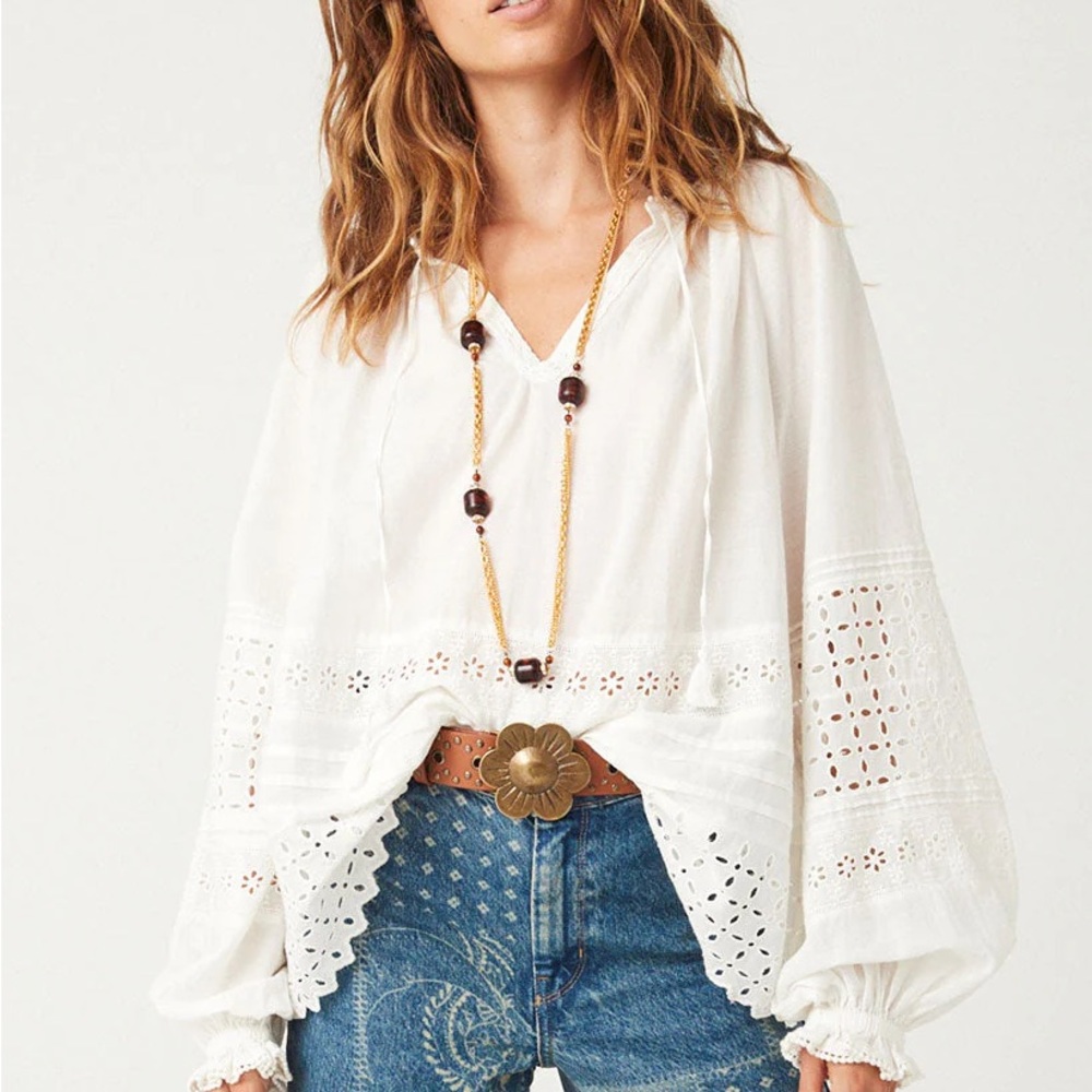 Spell Love in the Afternoon White Lace Blouse